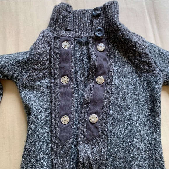 prAna Angelica Duster Cardigan Sweater Jacket Women S Gray Cable Knit Mid-Length - Picture 10 of 13